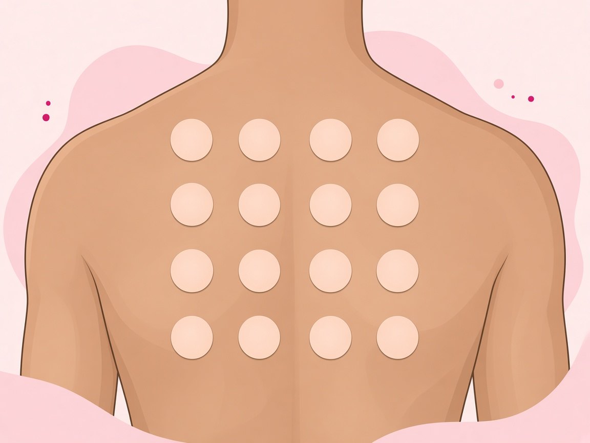 Illustration of allergy patch testing — a grid of small adhesive patches on the back