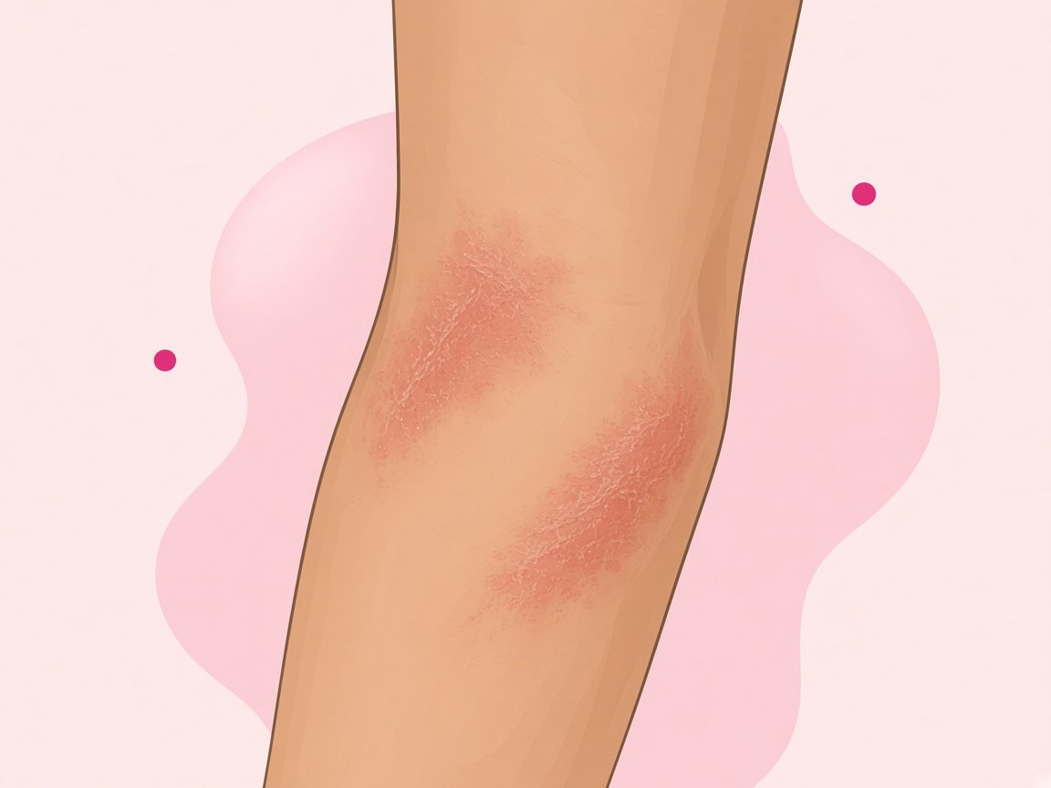 Illustration of eczema — dry, itchy patches on the inner arm