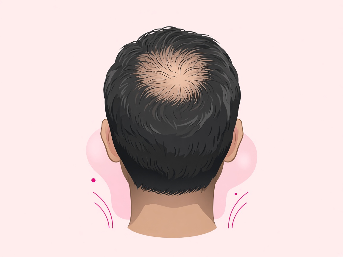 Illustration of male pattern hair loss — receding hairline and thinning crown